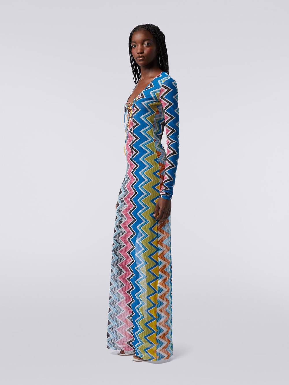 Missoni Abito copricostume lungo in tulle stampa zig zag Prezzo basso