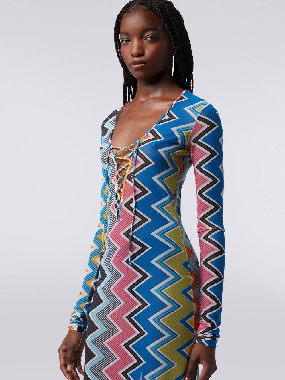 Missoni Abito copricostume lungo in tulle stampa zig zag Prezzo basso