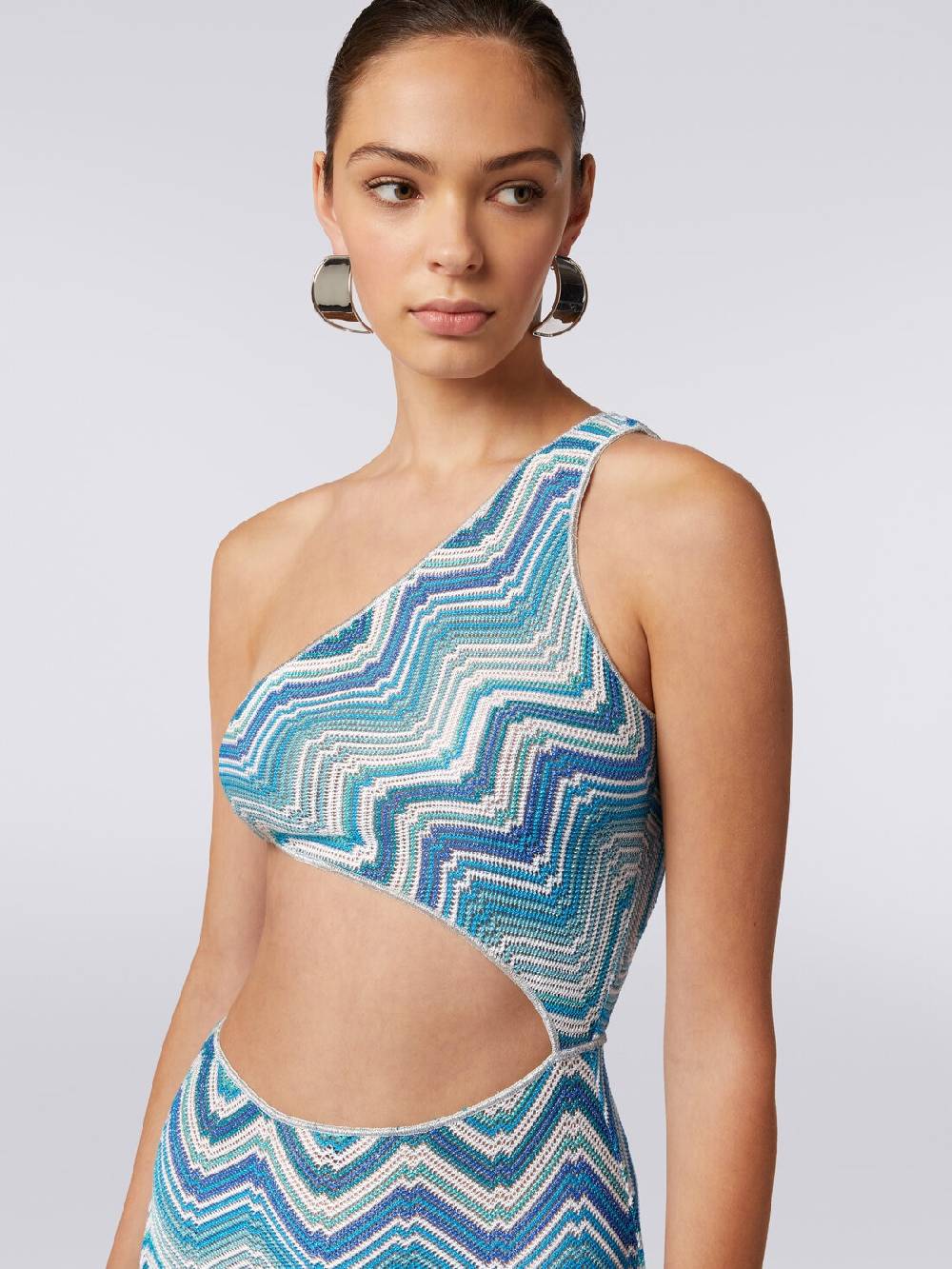 Missoni Copricostume lungo in crochet chevron con taglio cut out e lurex Offerta settimanale