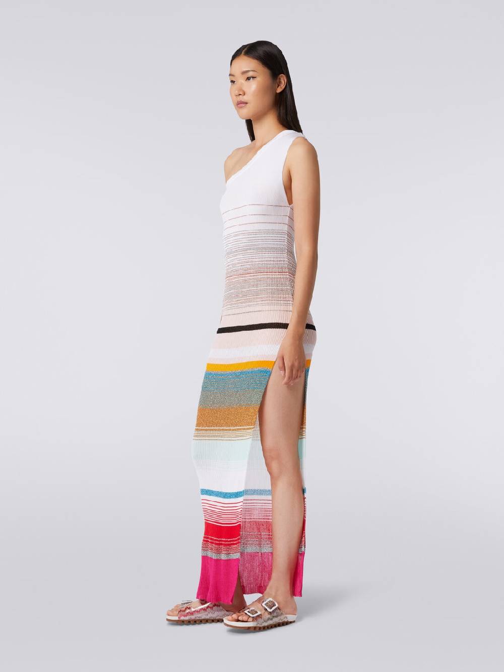 Missoni Abito monospalla in maglia a costine rigata con lurex Ritorno libero