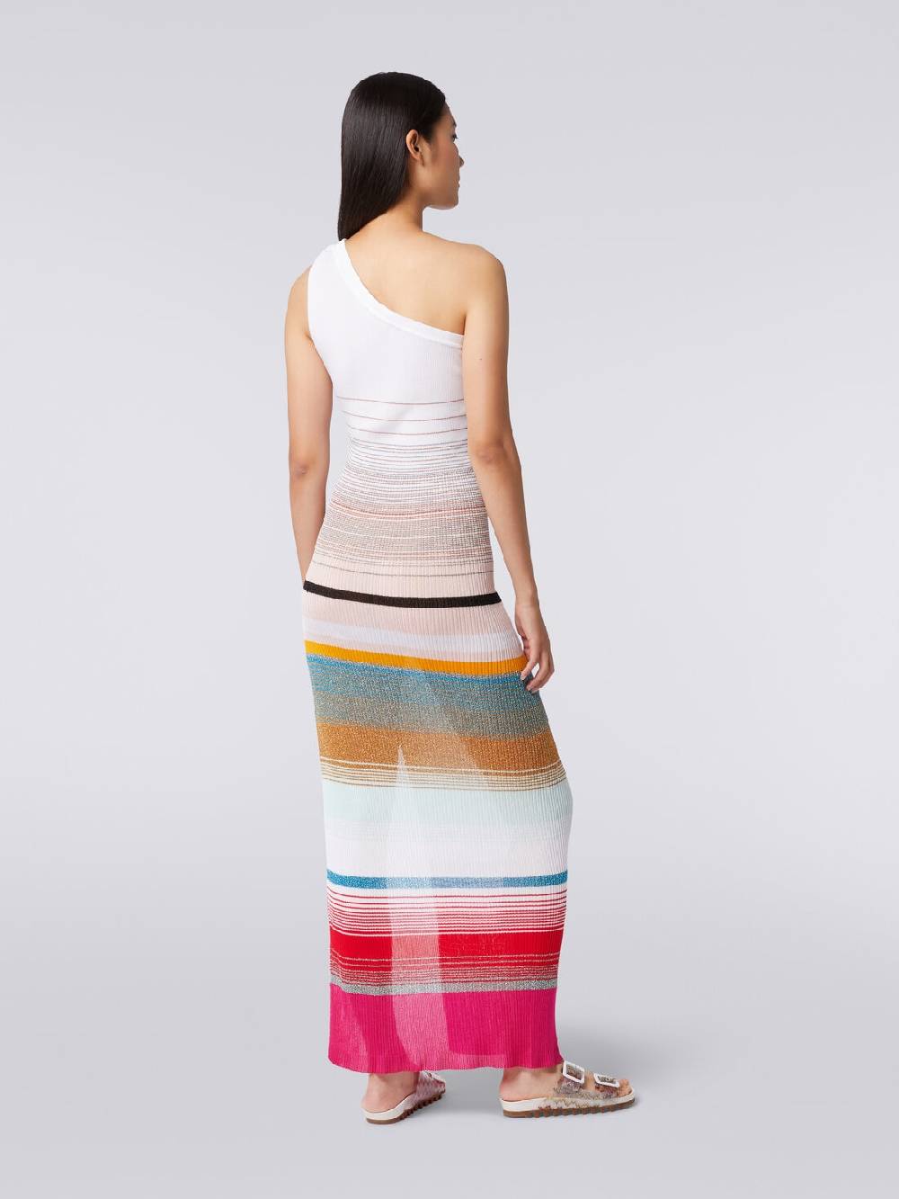 Missoni Abito monospalla in maglia a costine rigata con lurex Ritorno libero