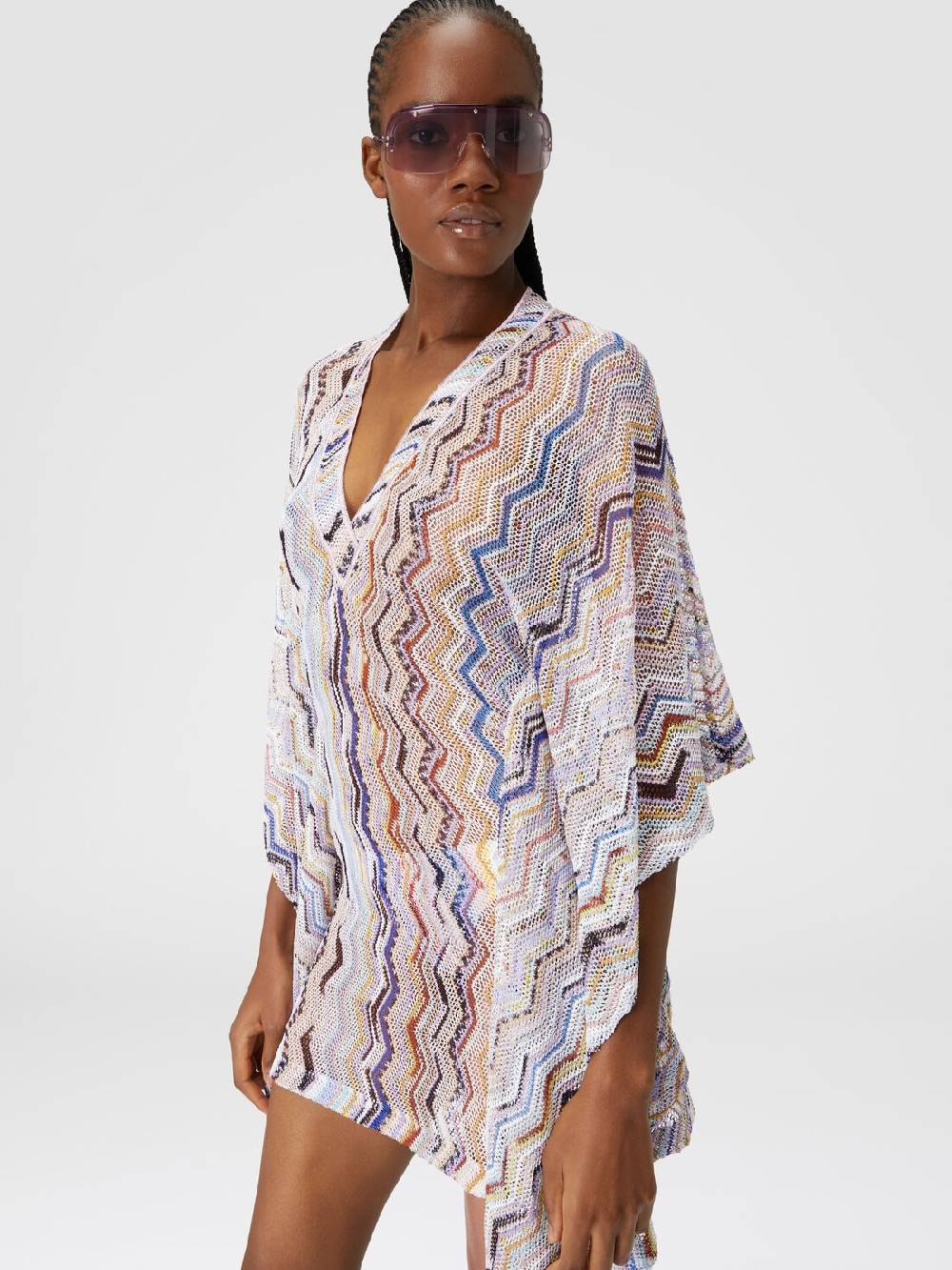 Missoni Caftano copricostume corto in crochet zig zag con lurex Ultimi tre giorni