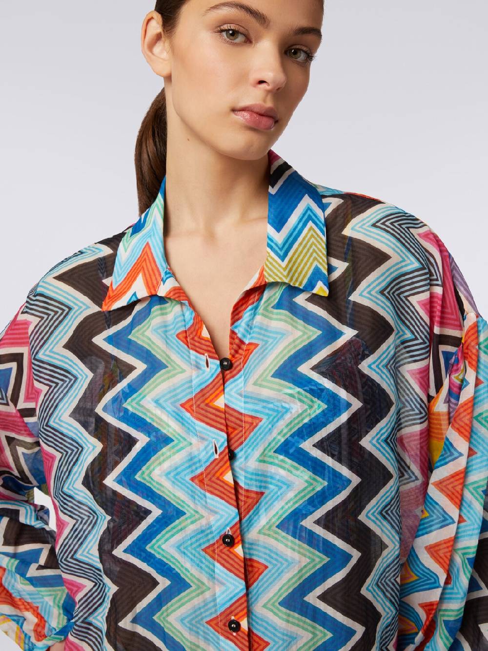 Missoni Blusa oversize in seta e cotone stampa zig zag Ultimi due giorni