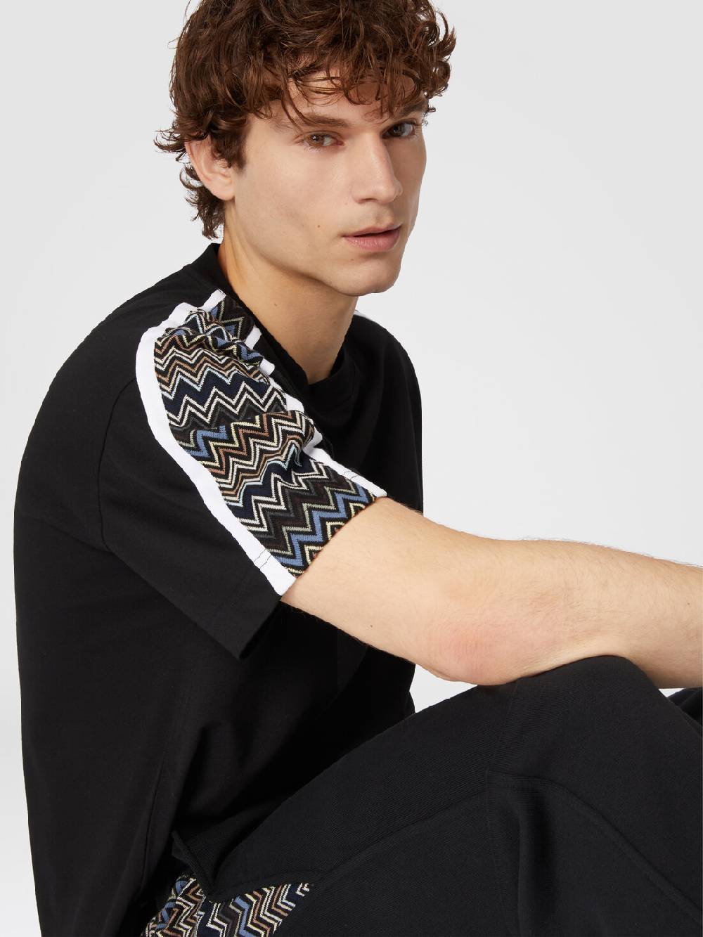 Missoni T-shirt in jersey di cotone con inserti zig zag Trasporto libero internazionale