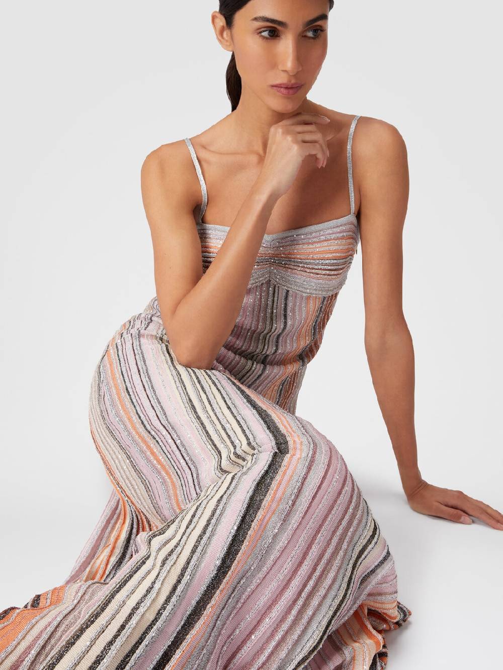 Missoni Abito lungo senza maniche in maglia plissée lamé Duty-free