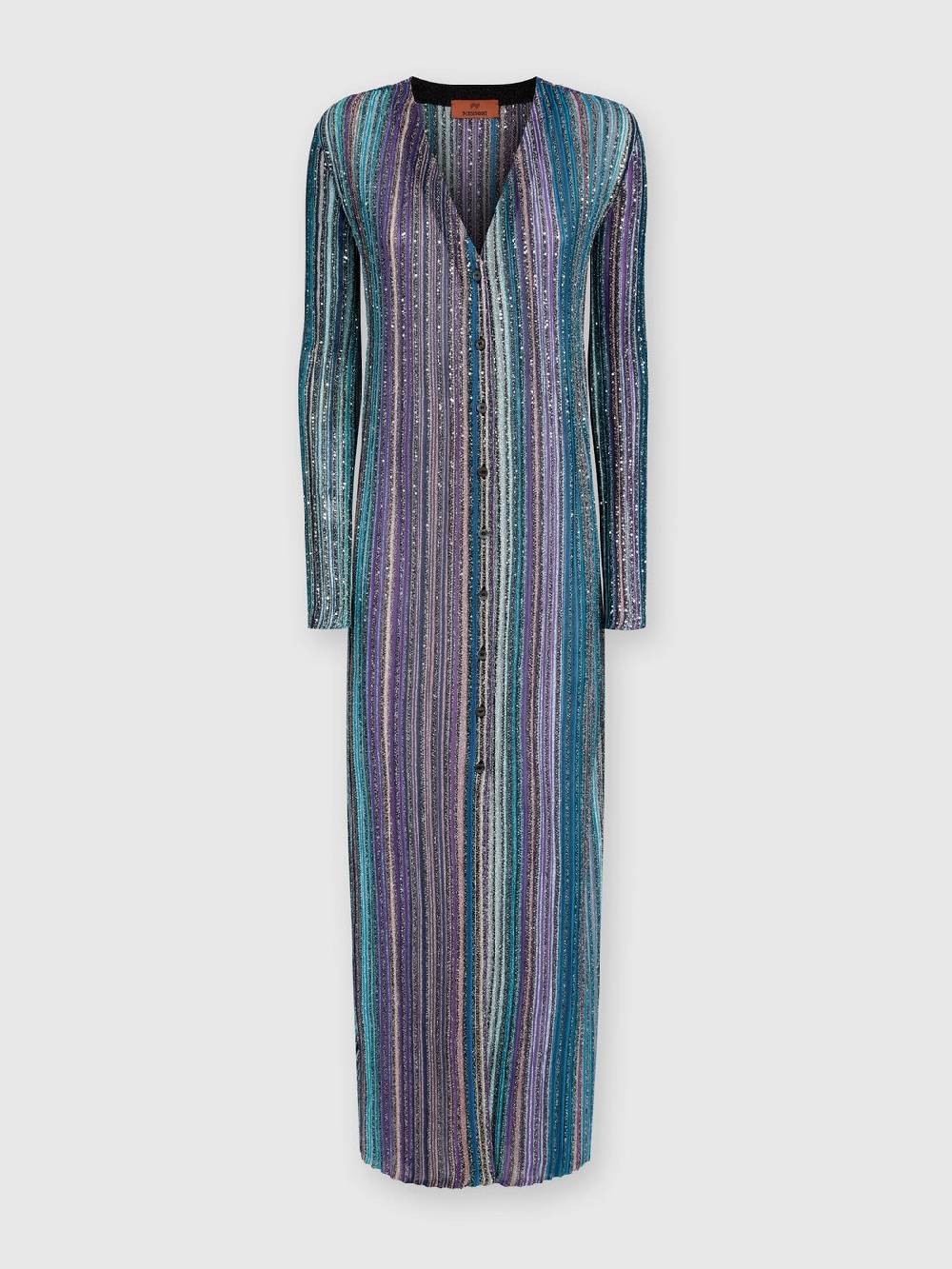 Missoni Cardigan lungo a costine parzializzate con paillettes Italia