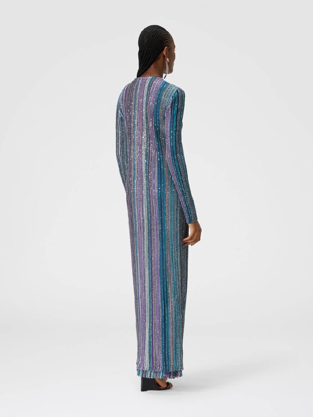 Missoni Cardigan lungo a costine parzializzate con paillettes Italia