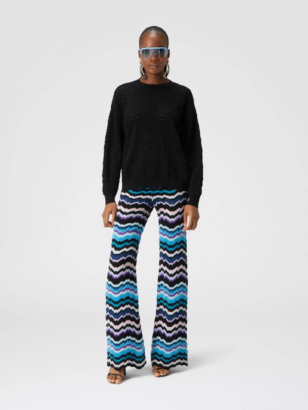 Missoni Pullover girocollo con zig zag tono su tono In Linea