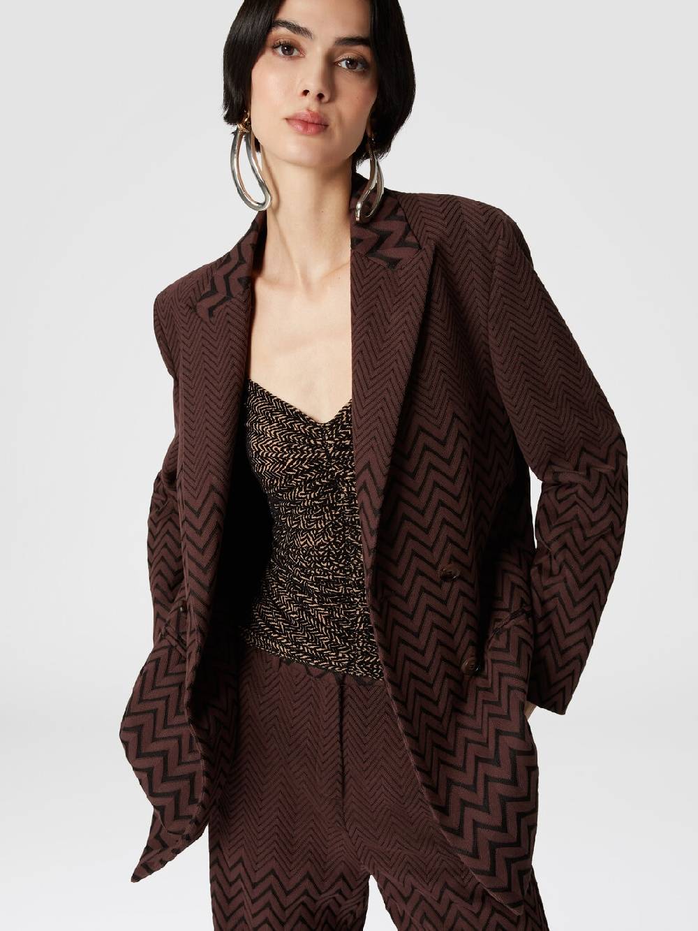 Missoni Blazer doppipetto in cotone e viscosa zig zag Nuovo