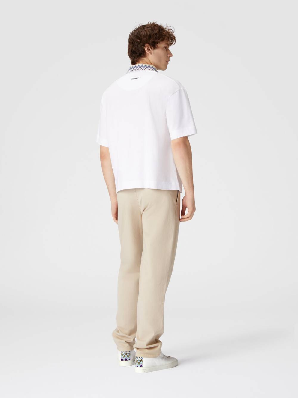 Missoni Polo in jersey di cotone con inserti in maglia chevron Vendita