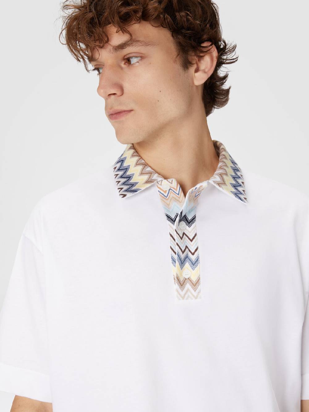 Missoni Polo in jersey di cotone con inserti in maglia chevron Vendita