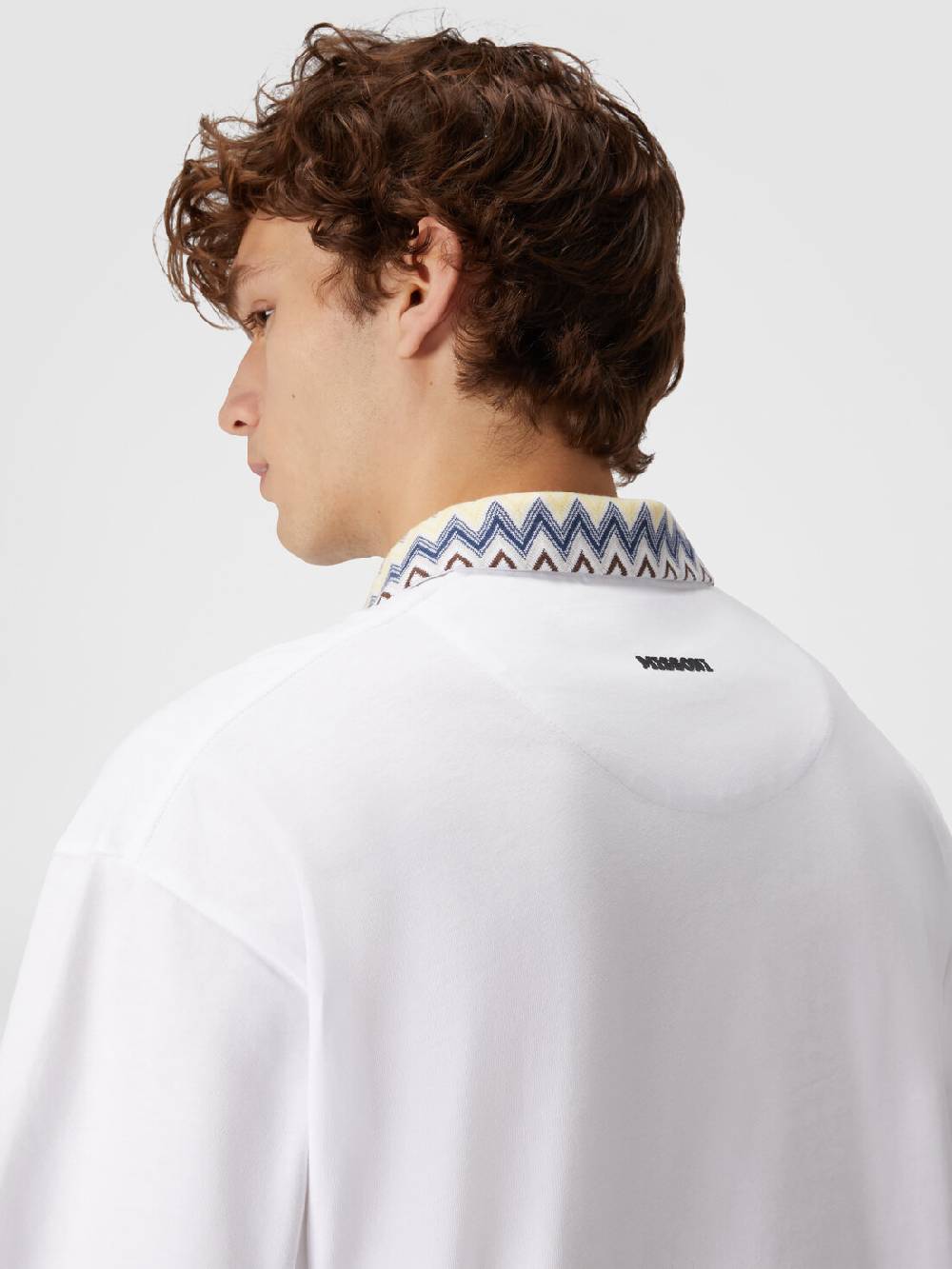 Missoni Polo in jersey di cotone con inserti in maglia chevron Vendita