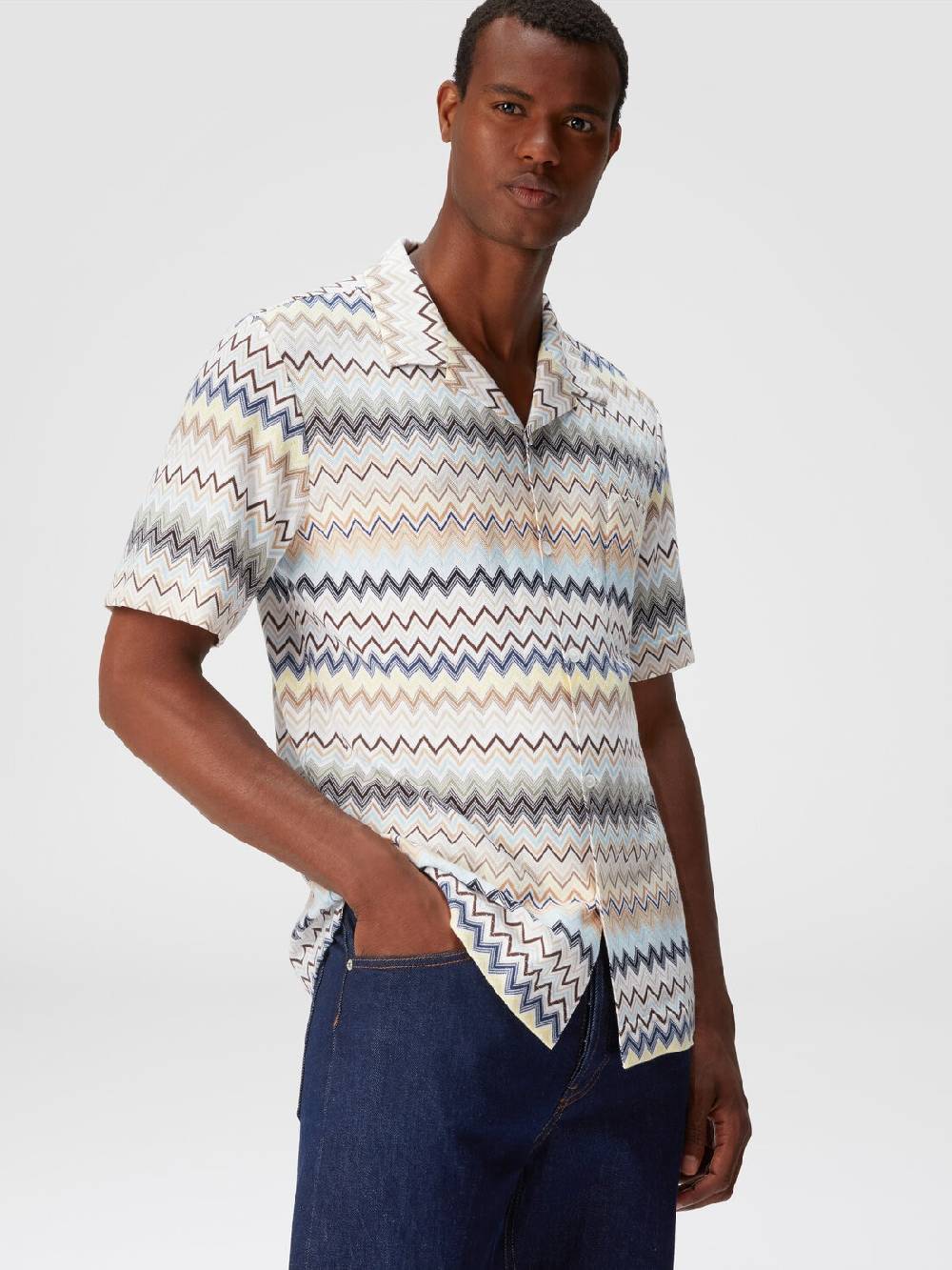 Missoni Camicia taglio bowling in cotone zig zag Promozione