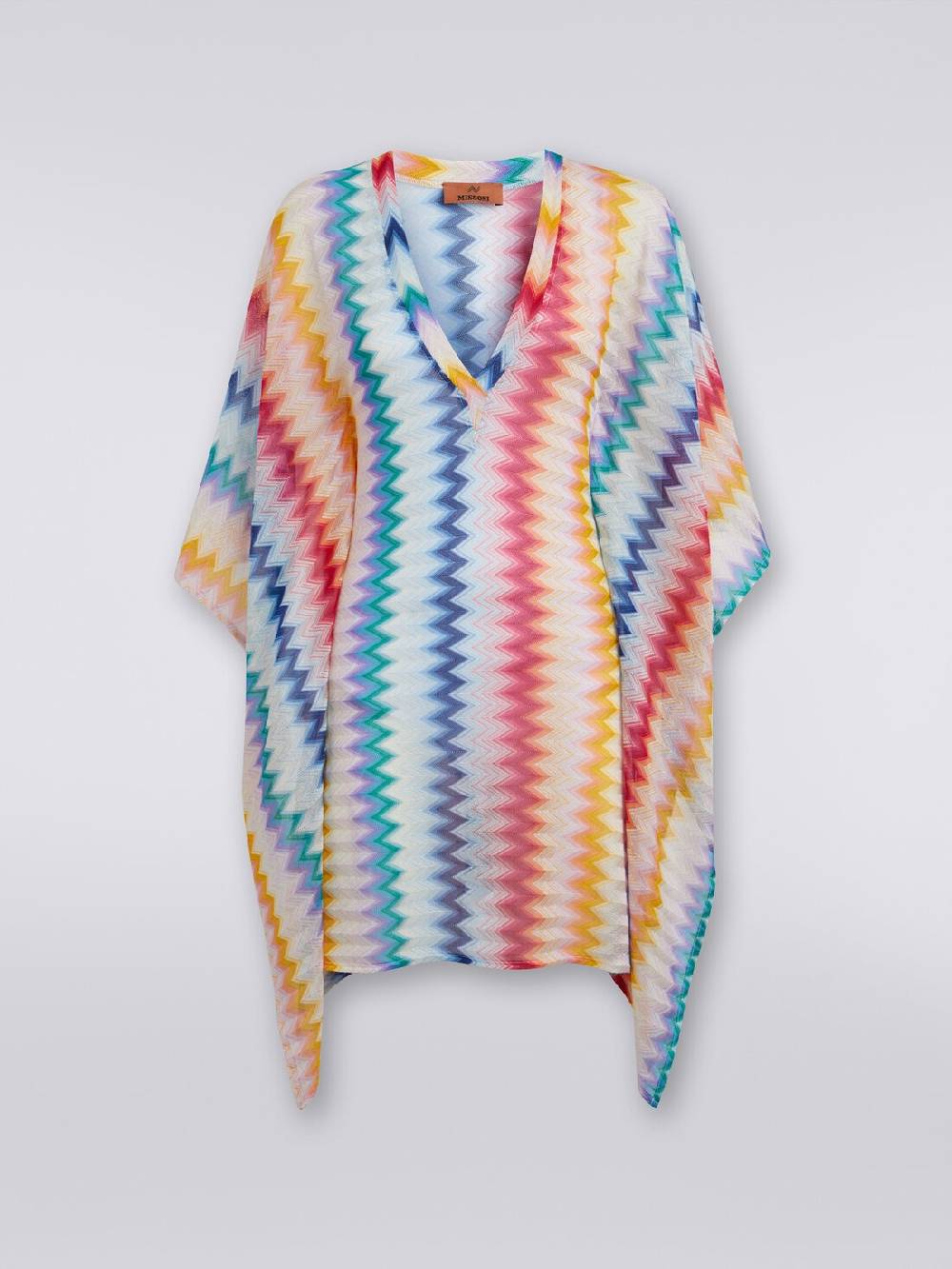 Missoni Caftano copricostume corto in viscosa zig zag con lurex Spedizione Gratuita