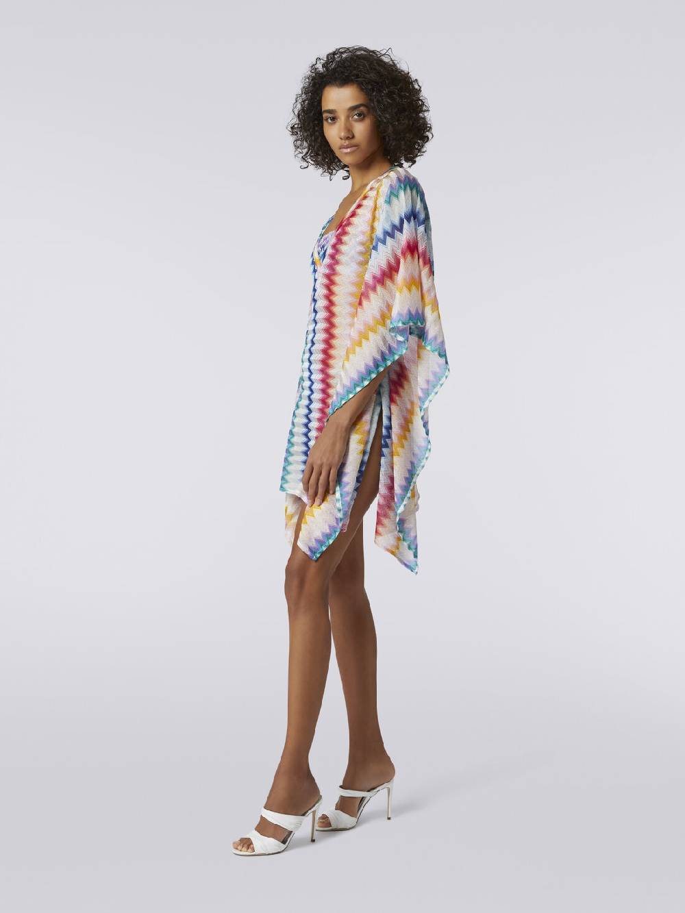 Missoni Caftano copricostume corto in viscosa zig zag con lurex Spedizione Gratuita