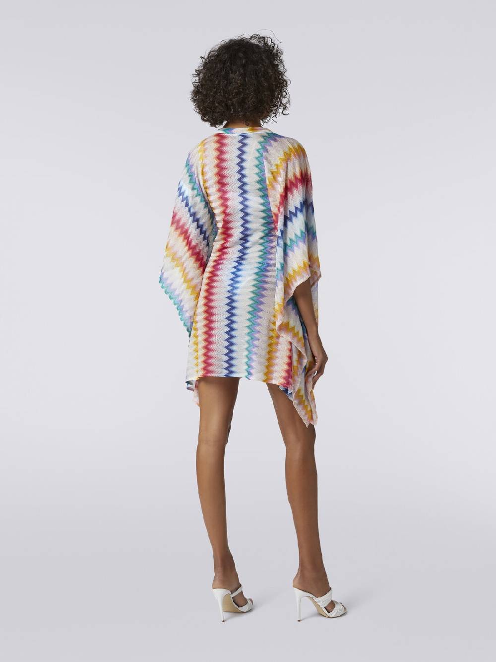 Missoni Caftano copricostume corto in viscosa zig zag con lurex Spedizione Gratuita