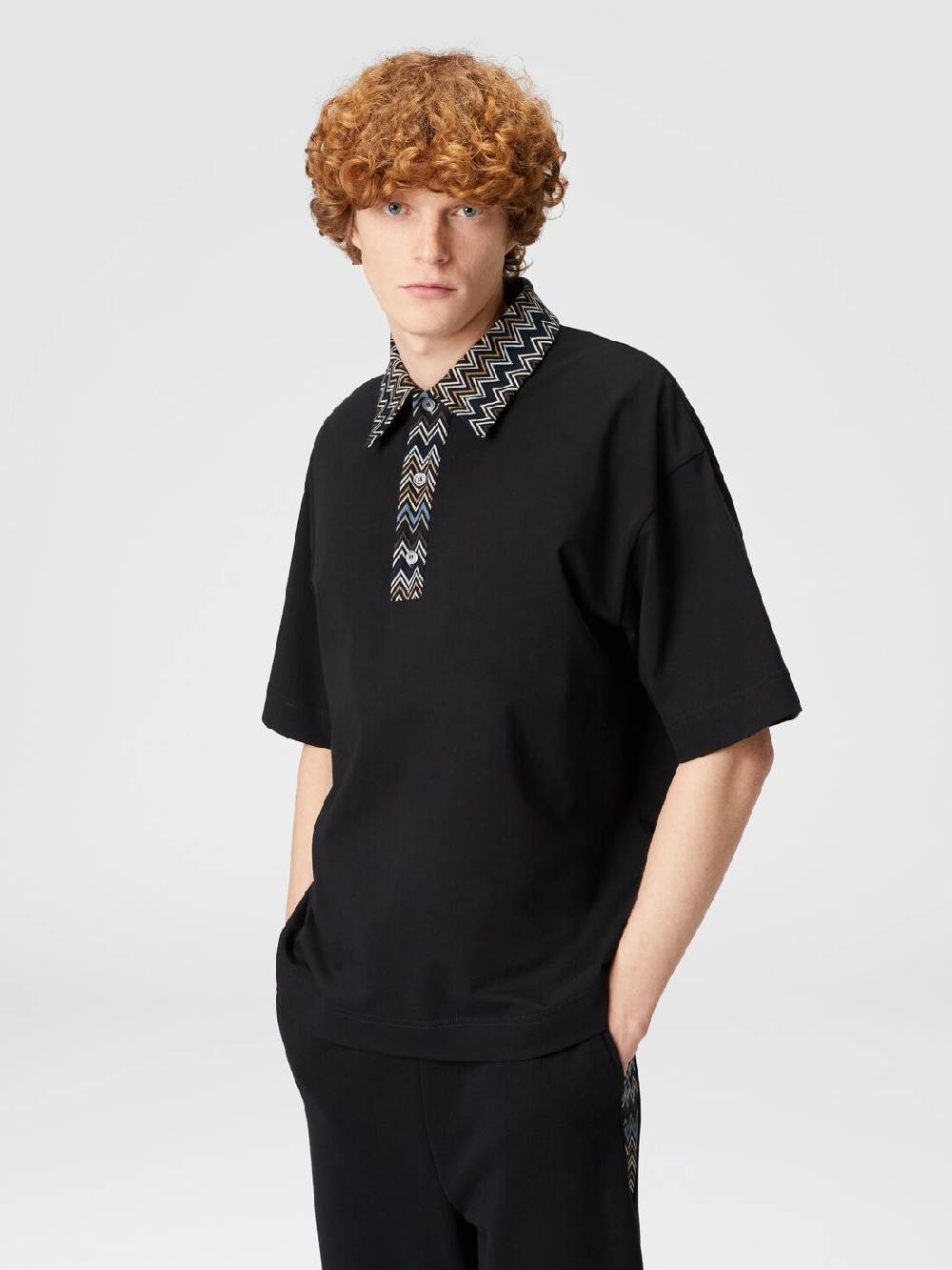 Missoni Polo in jersey di cotone con inserti in maglia chevron Negozi Online