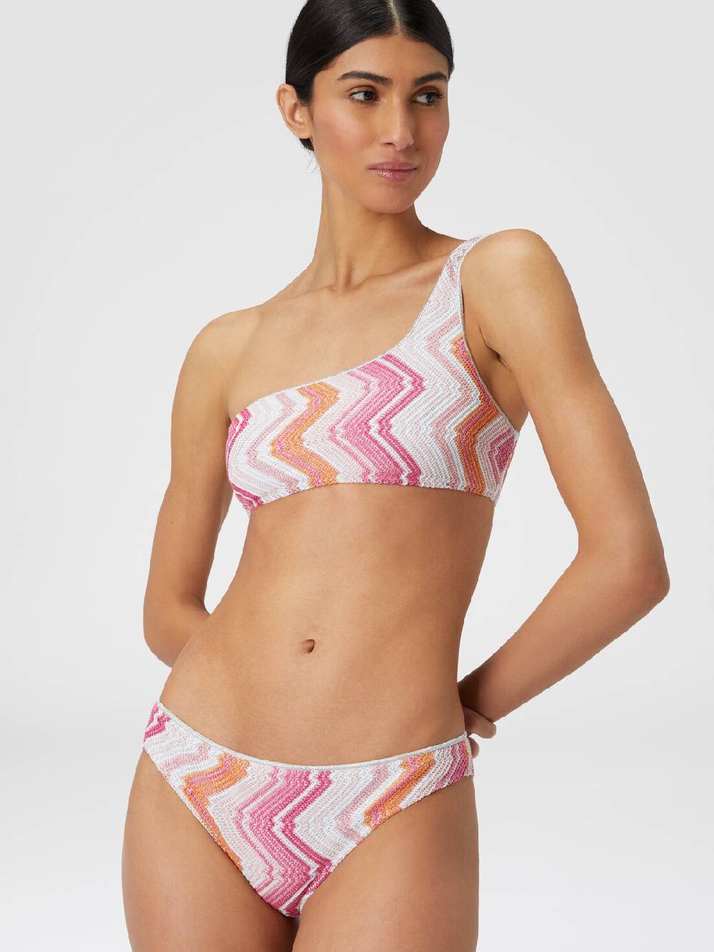 Missoni Bikini monospalla in misto viscosa chevron con lurex Prezzo Ridotto