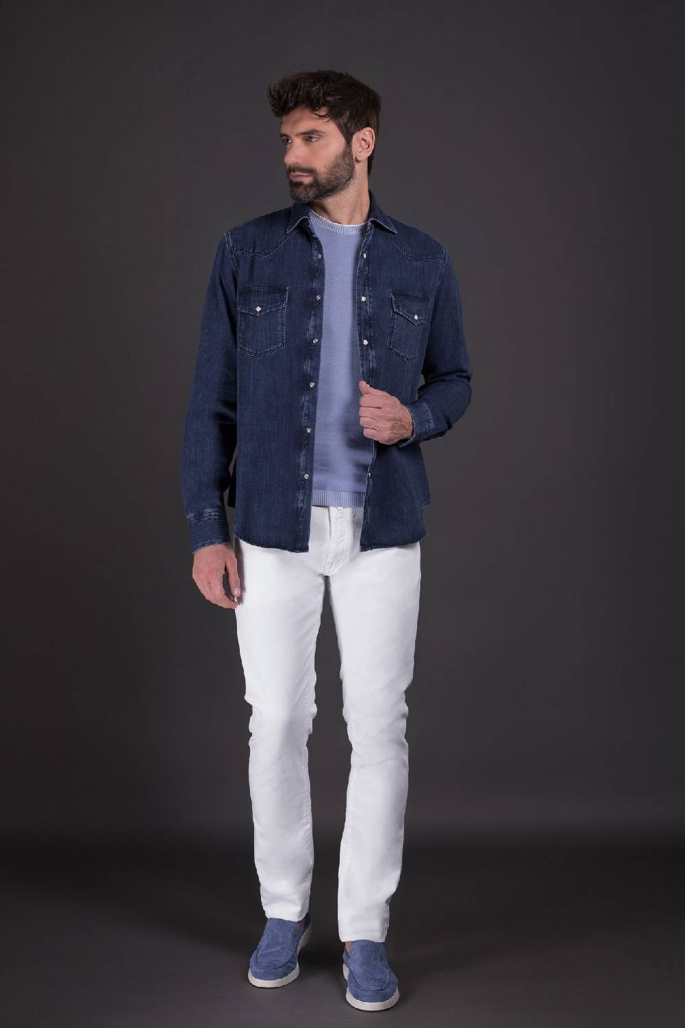 Moorer Camicie LARRIE-32 LIGHT DENIM In Vendita