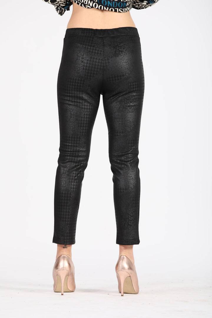 Oltre Tempo Pantalone in pelle fantasia con elastico in vita Smaltimento dello stoccaggio
