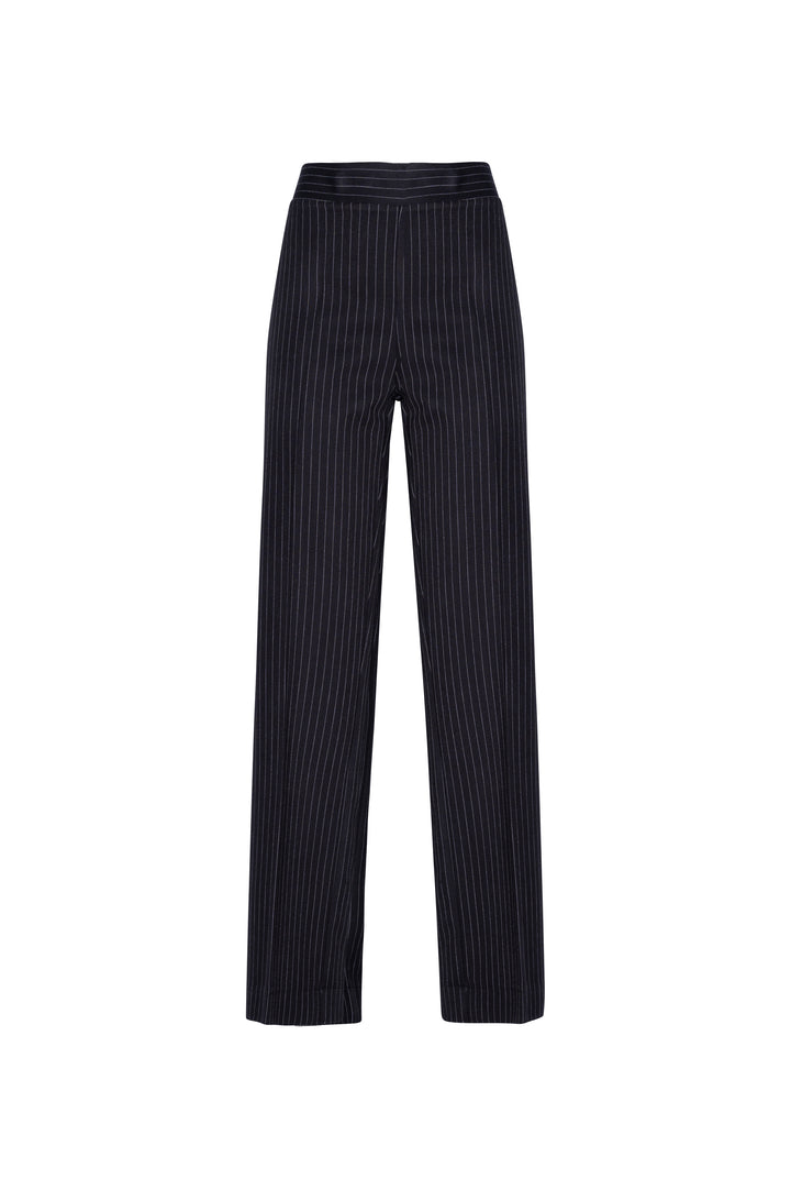 Oltre Tempo Pantalone manolana gessato con elastico in vita In Vendita