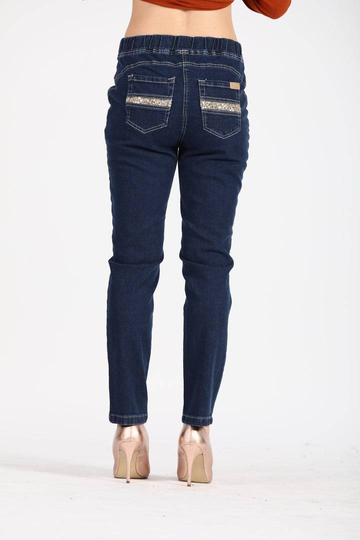 Oltre Tempo Jeans con elastico e tasche al sul dietro Online