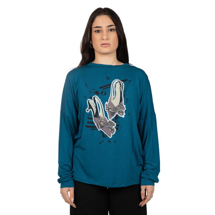Oltre Tempo Maglia in viscosa con stampa Offerte