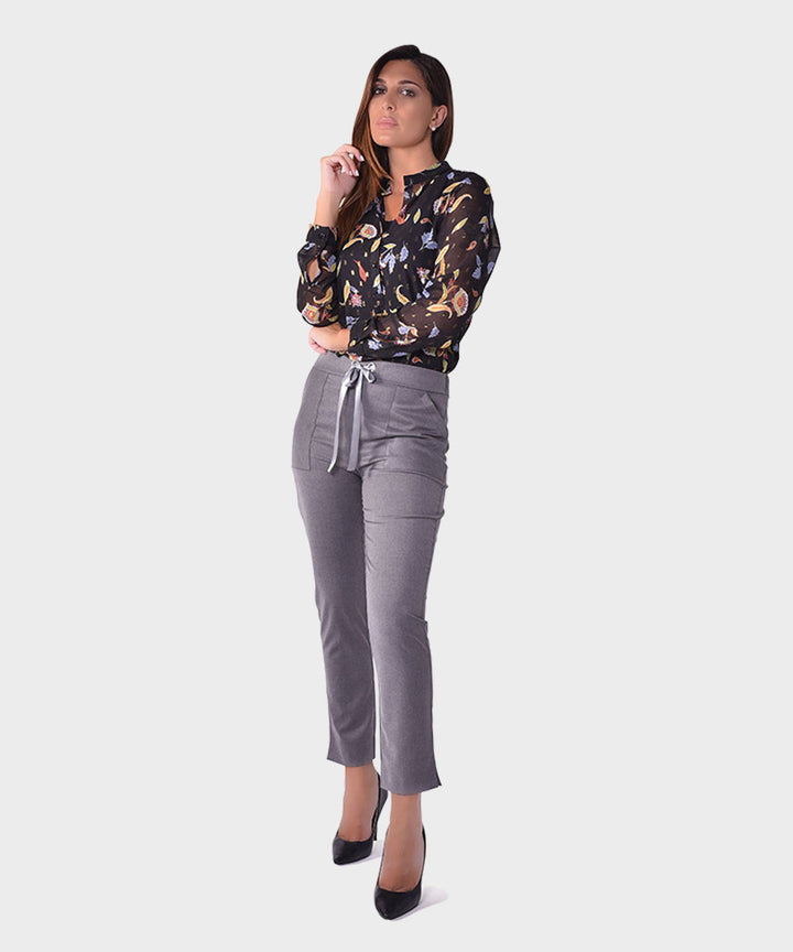 Oltre Tempo Pantalone con occhielli strass e laccio raso Vendita Economica
