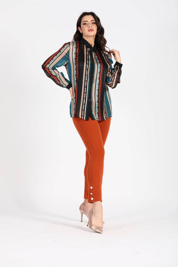Oltre Tempo Pantalone capri mano lana con bottoncini al fondo Vendita