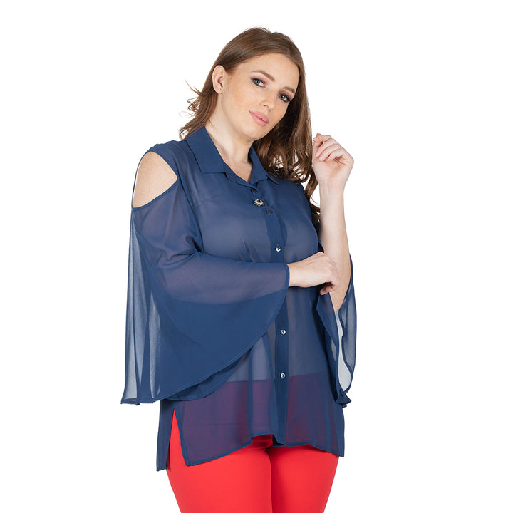 Oltre Tempo Camicia in georgette chiffon con maniche ampie Sconto
