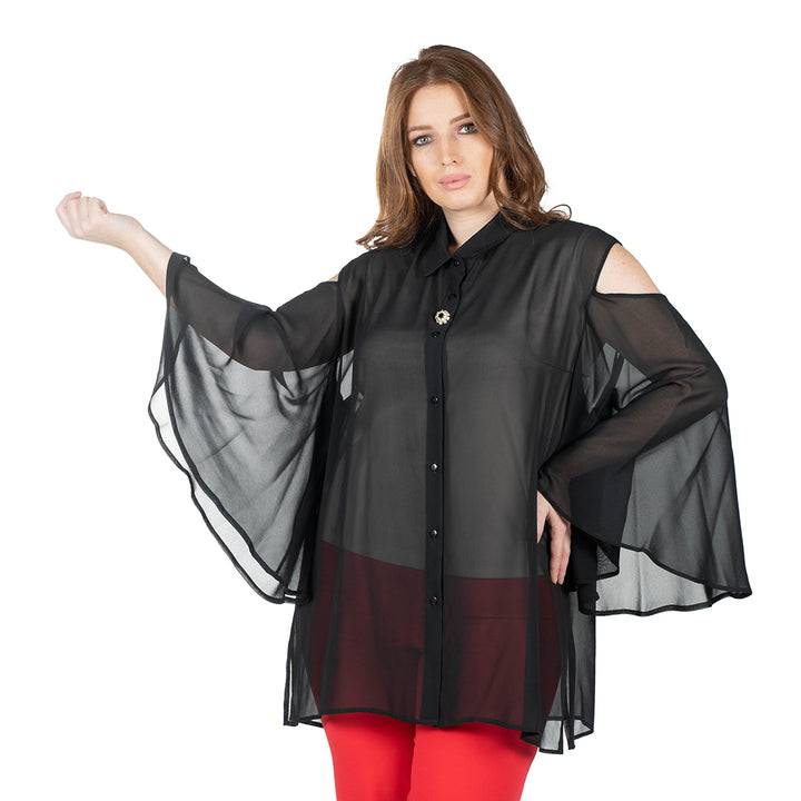 Oltre Tempo Camicia in georgette chiffon con maniche ampie Sconto