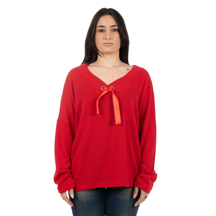 Oltre Tempo Maglia scollo V con occhielli strass Outlet
