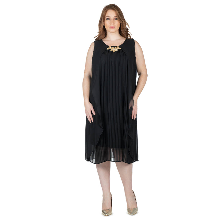 Oltre Tempo Vestito midi in georgette plissè con applicazione Moda