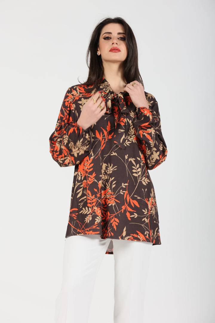 Oltre Tempo Casacca in vajella fantasia con sciarpetta Shopping Online