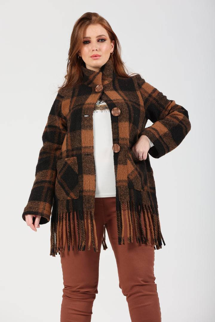 Oltre Tempo Cappotto corto in lana a quadri Economico