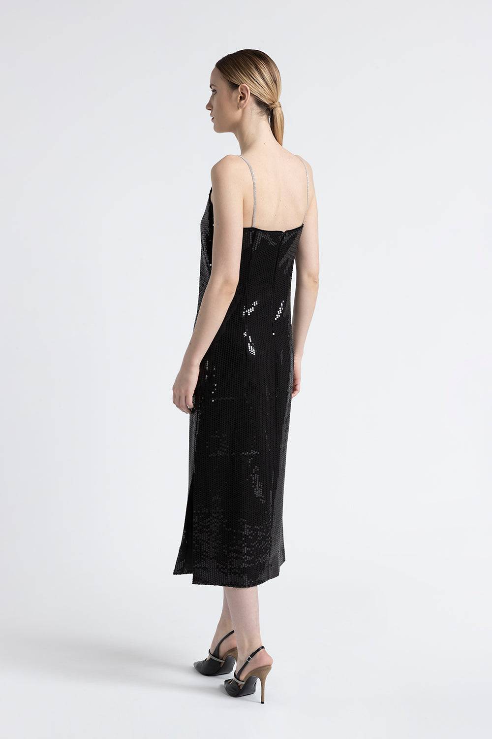 Peserico Abito midi in twill di viscosa con paillettes Online