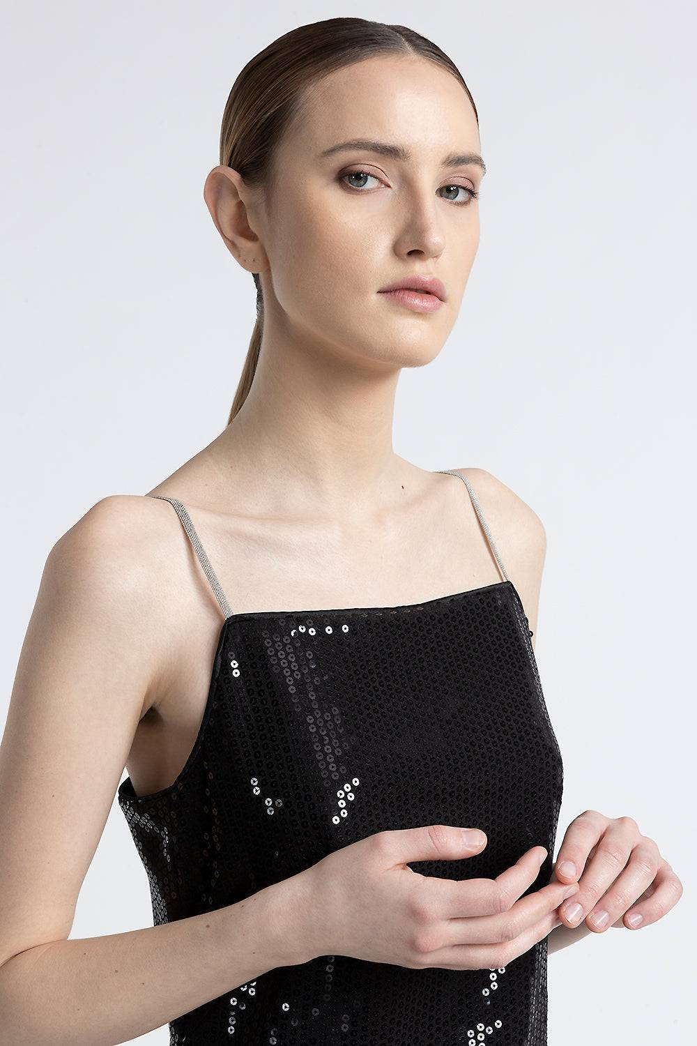 Peserico Abito midi in twill di viscosa con paillettes Online