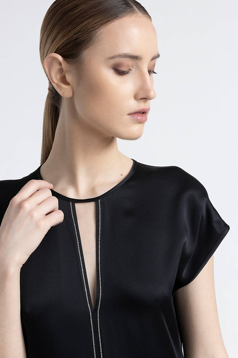 Peserico Abito midi girocollo con Punto Luce Outlet