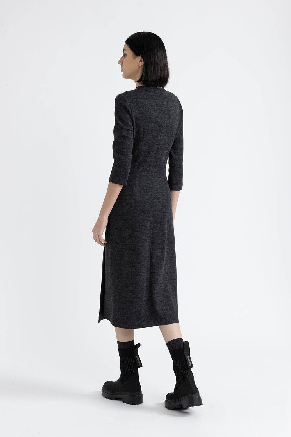 Peserico Abito midi in jersey fluido di lana cotone Vendite Flash