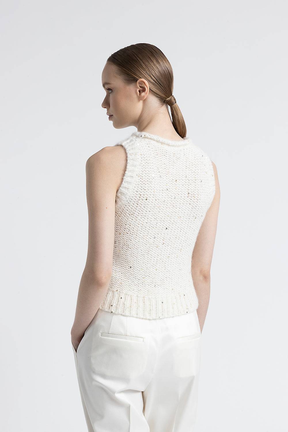 Peserico Top in muliné di lana d'alpaca e paillettes Moda