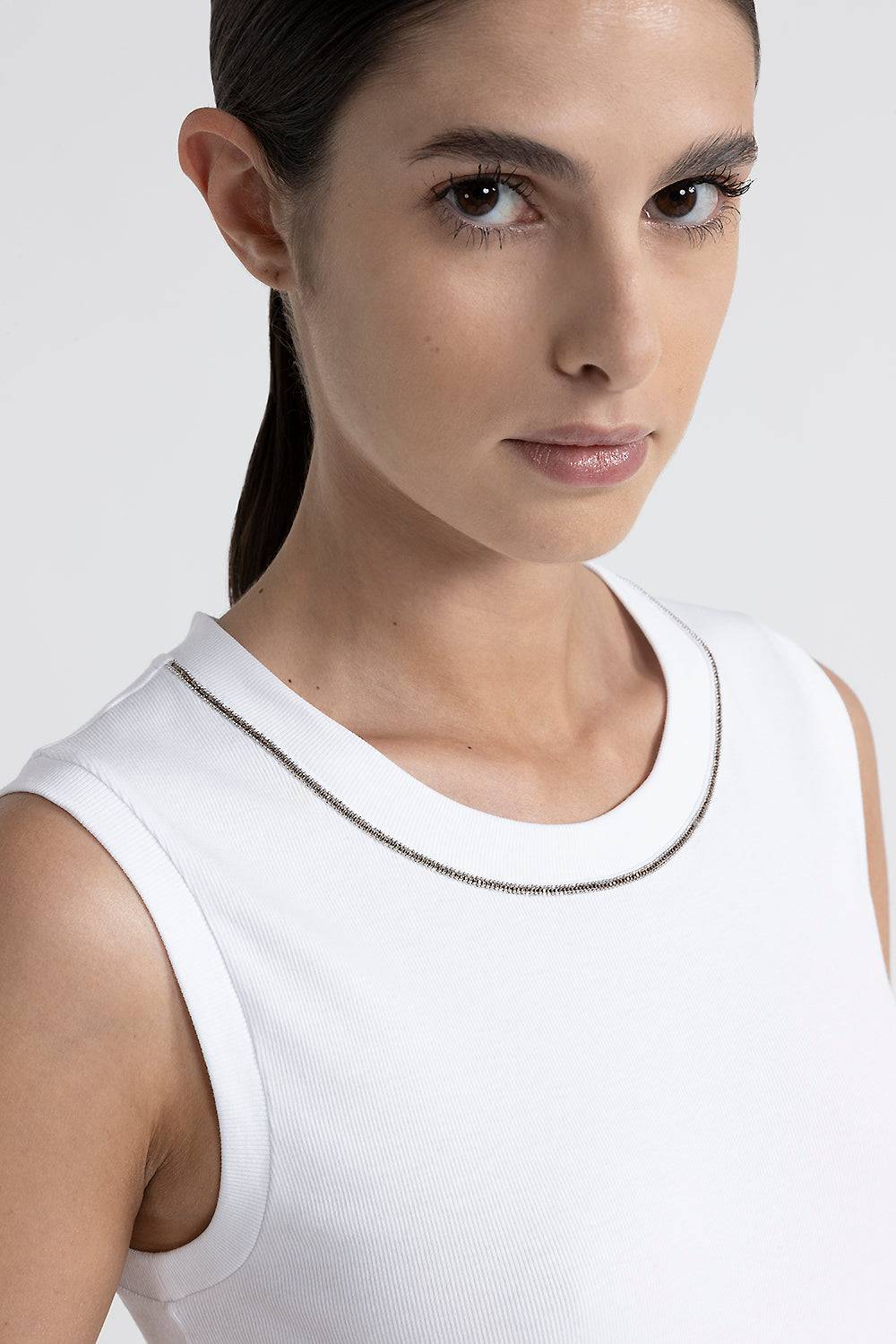 Peserico Top in jersey stretch con Punto Luce Italia