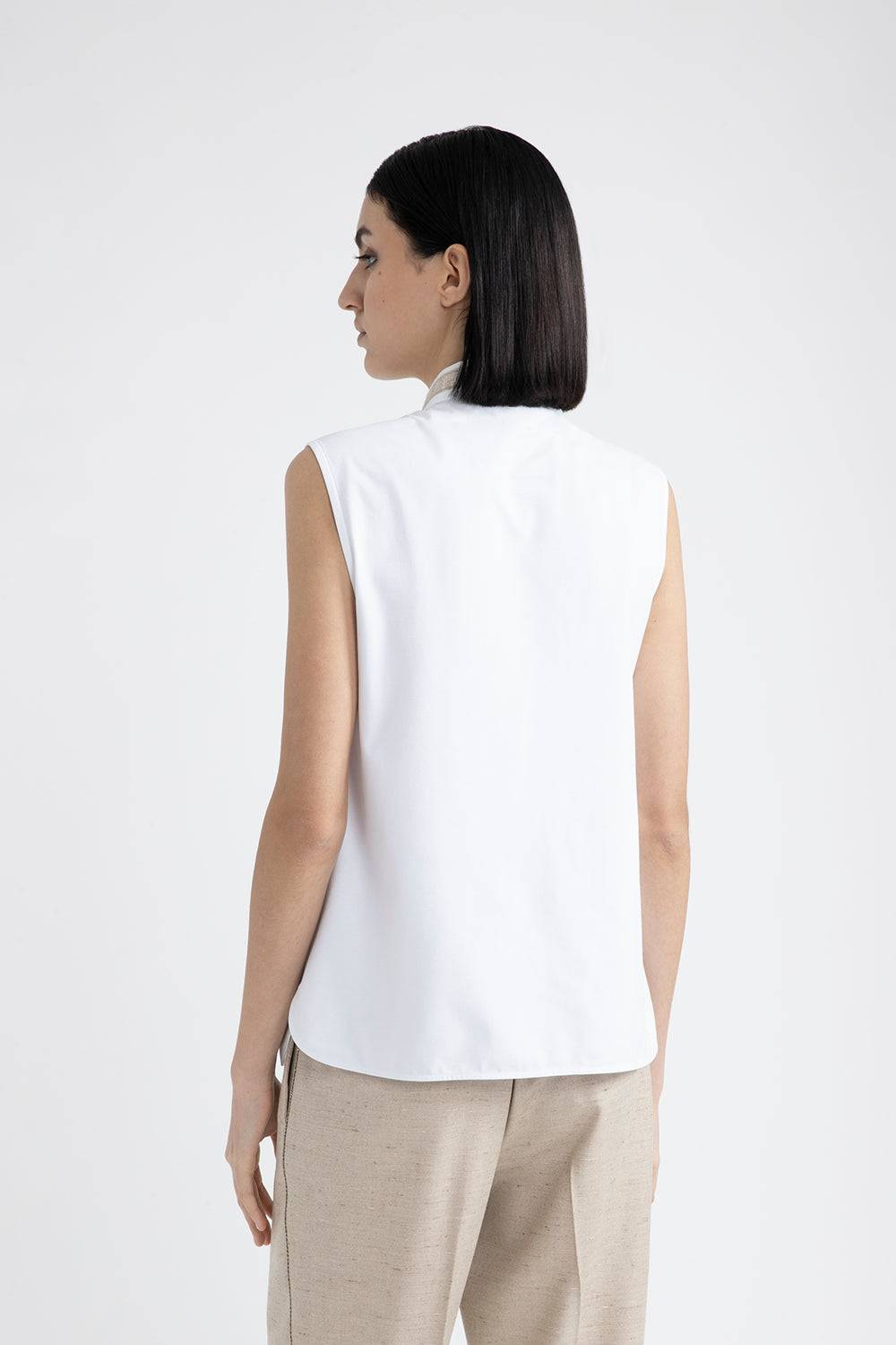 Peserico Top in popeline e jersey di cotone stretch con Punto Luce Nuovo
