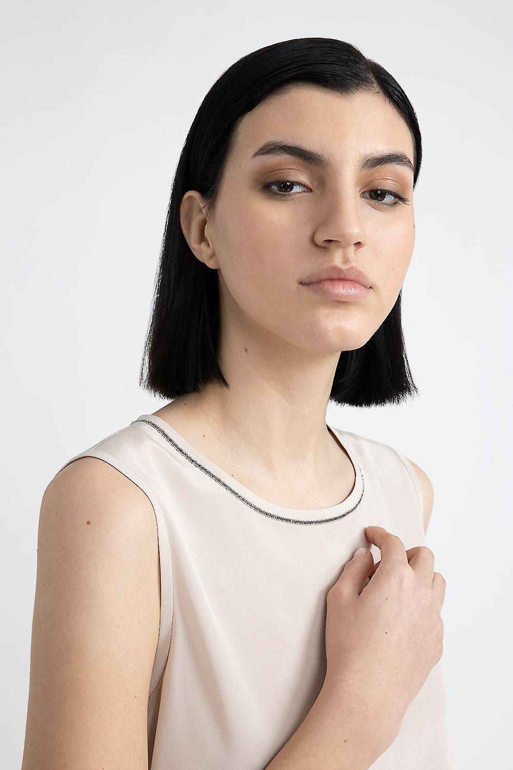 Peserico Top in crepe de chine di seta stretch con Punto Luce Promozione