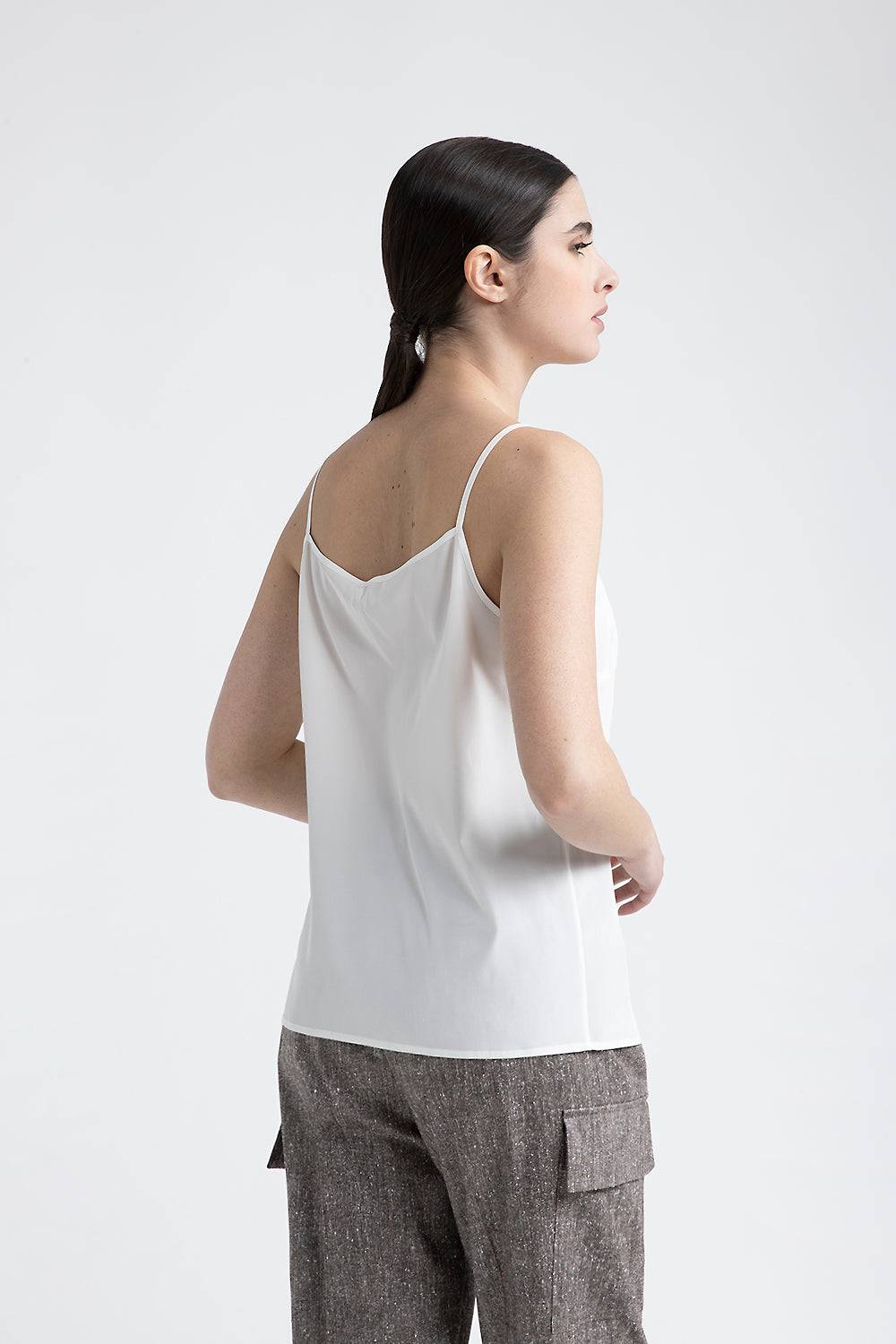 Peserico Top con spalline in crepe de chine in seta stretch Pezzi Unici