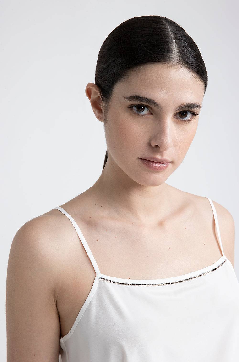 Peserico Top con spalline in crepe de chine in seta stretch Pezzi Unici