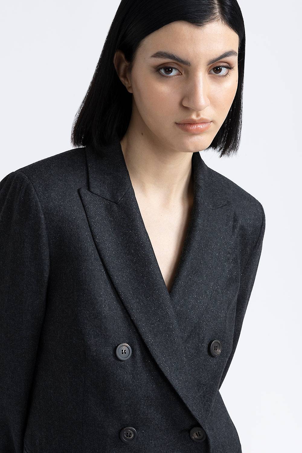 Peserico Blazer doppiopetto in flanella di lana lurex Affare Del Giorno