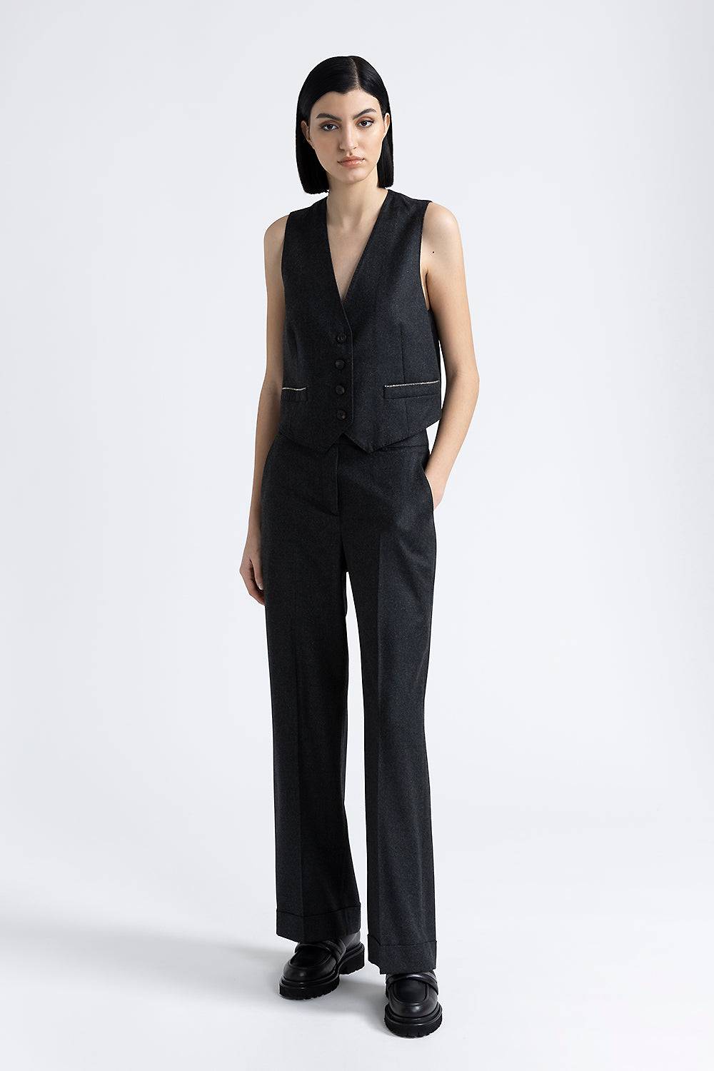 Peserico Gilet di flanella in lana lurex con Punto Luce Prezzo Ridotto