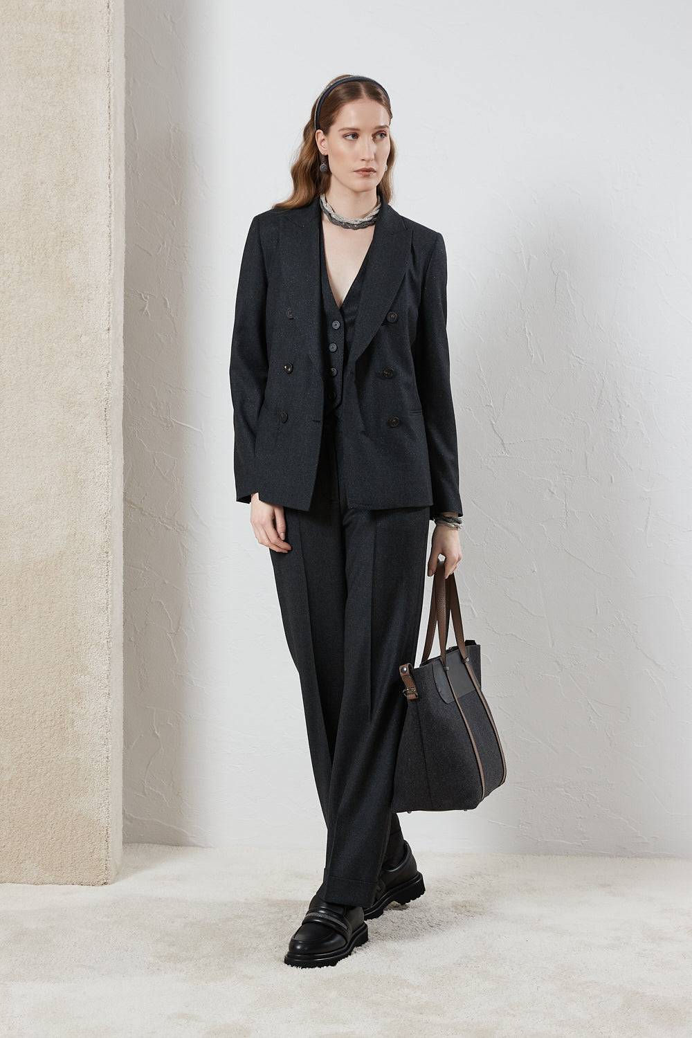 Peserico Gilet di flanella in lana lurex con Punto Luce Prezzo Ridotto