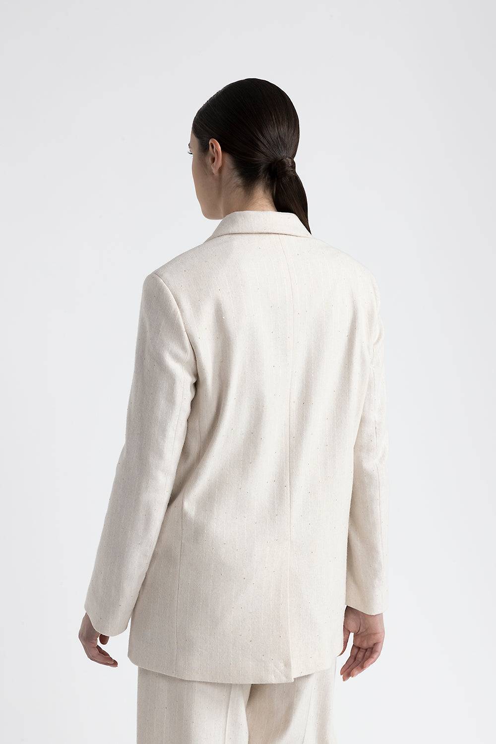 Peserico Blazer doppiopetto in flanella gessata di lana e viscosa Sconto