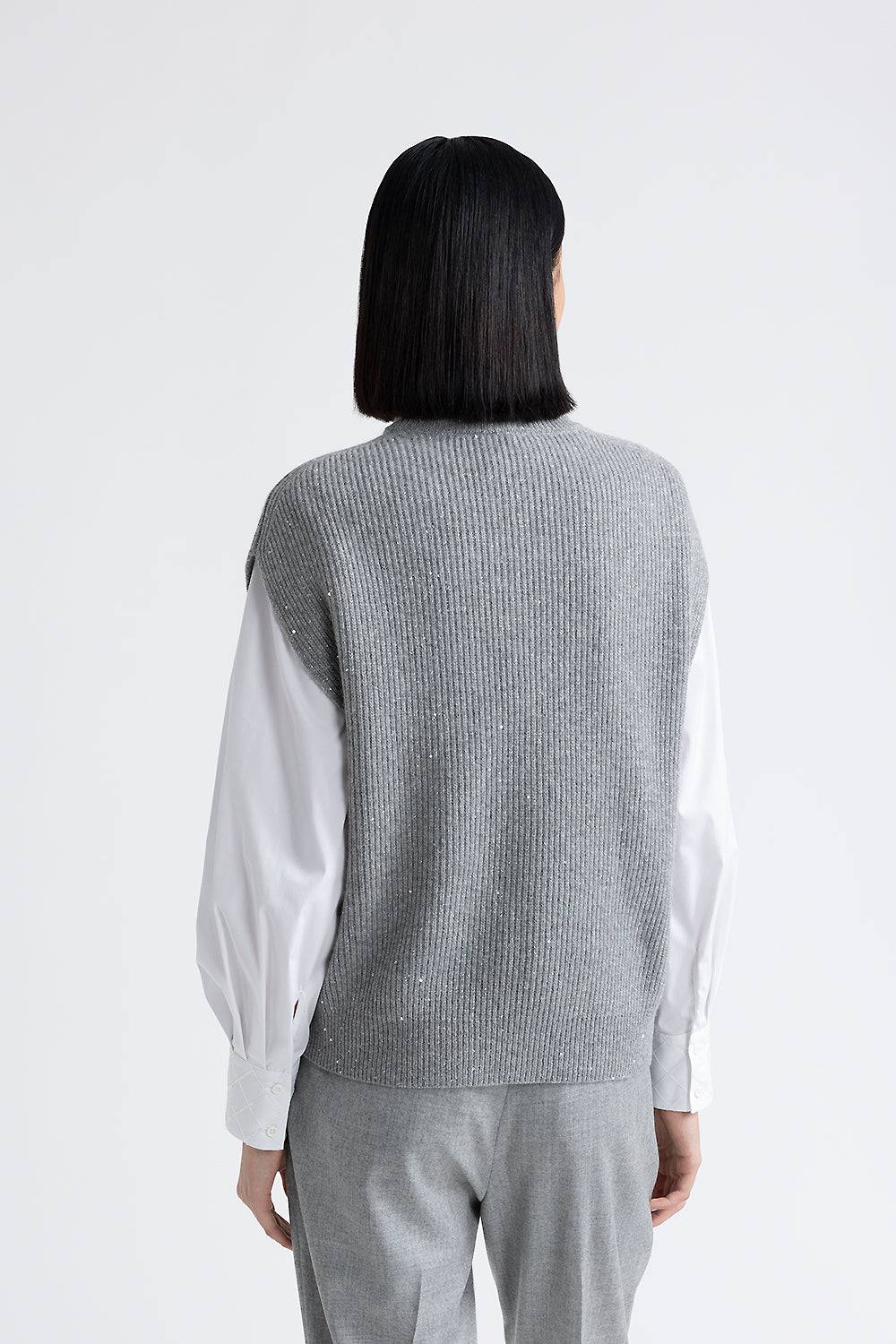 Peserico Cappa senza maniche in lana e cashmere con lurex e paillettes Vendita Economica
